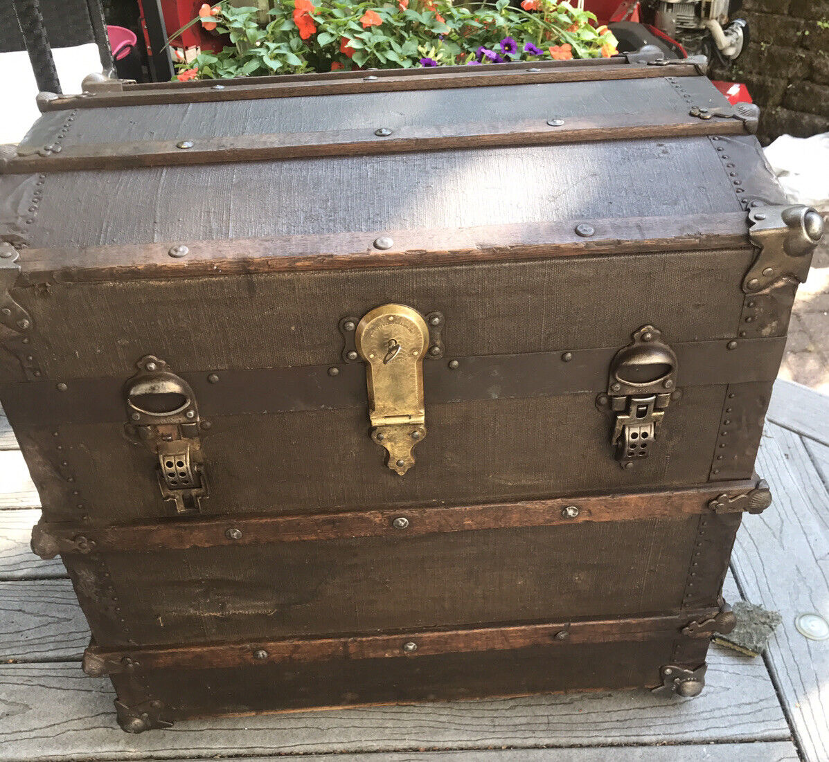 Large Antique HR Wire Trunk late 1800’s, American Steamer Travel