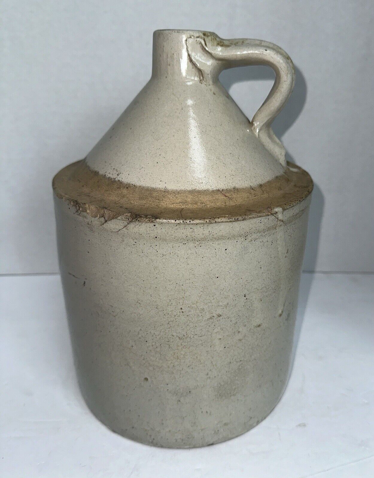 Antique Salt Glazed Stoneware Crock Shoulder Moonshine Jug Early 1900s