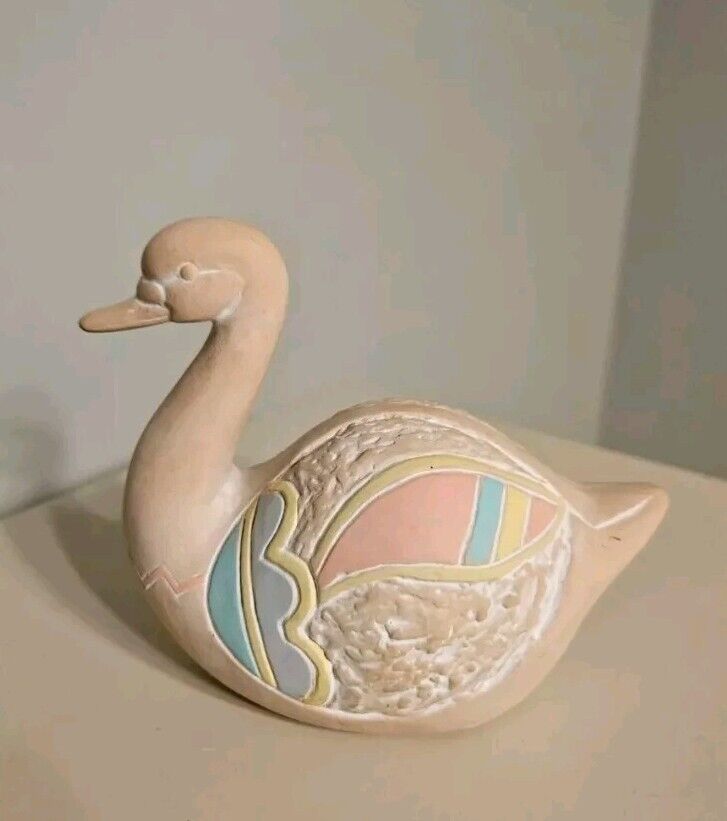 Vintage Pink Ceramic Swan Figure Small Pastel Bird Figurine