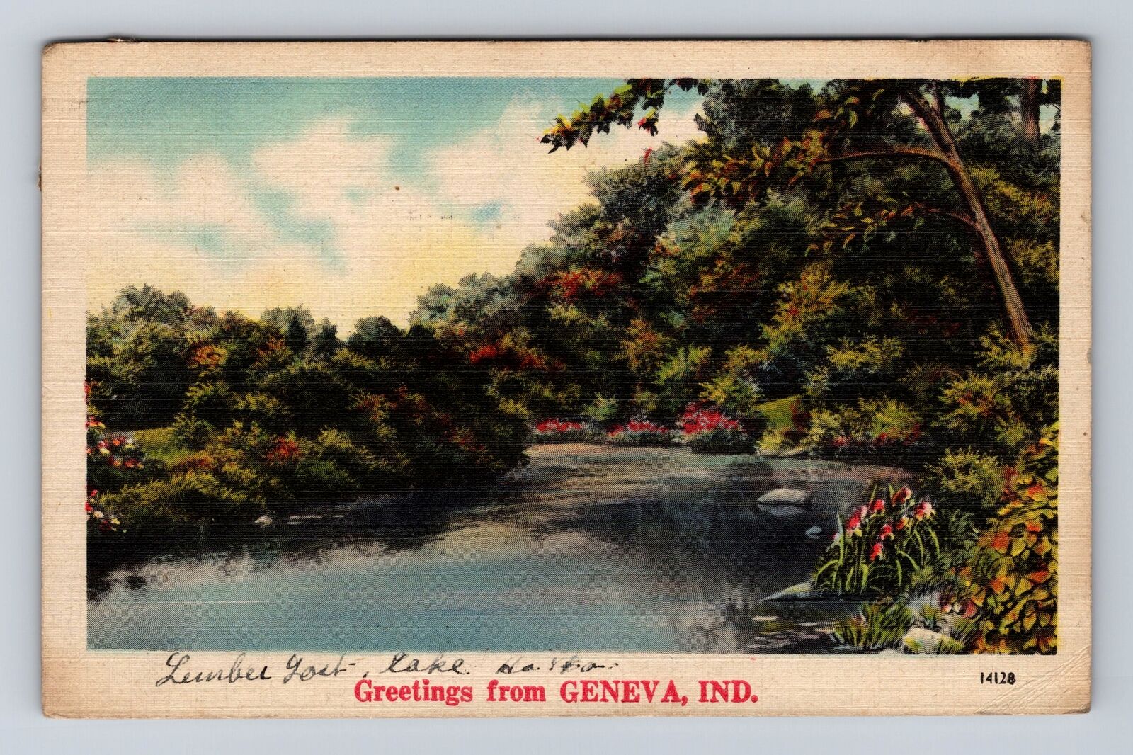 Geneva IN- Indiana, Scenic Landscape Water General Greetings, Vintage Postcard