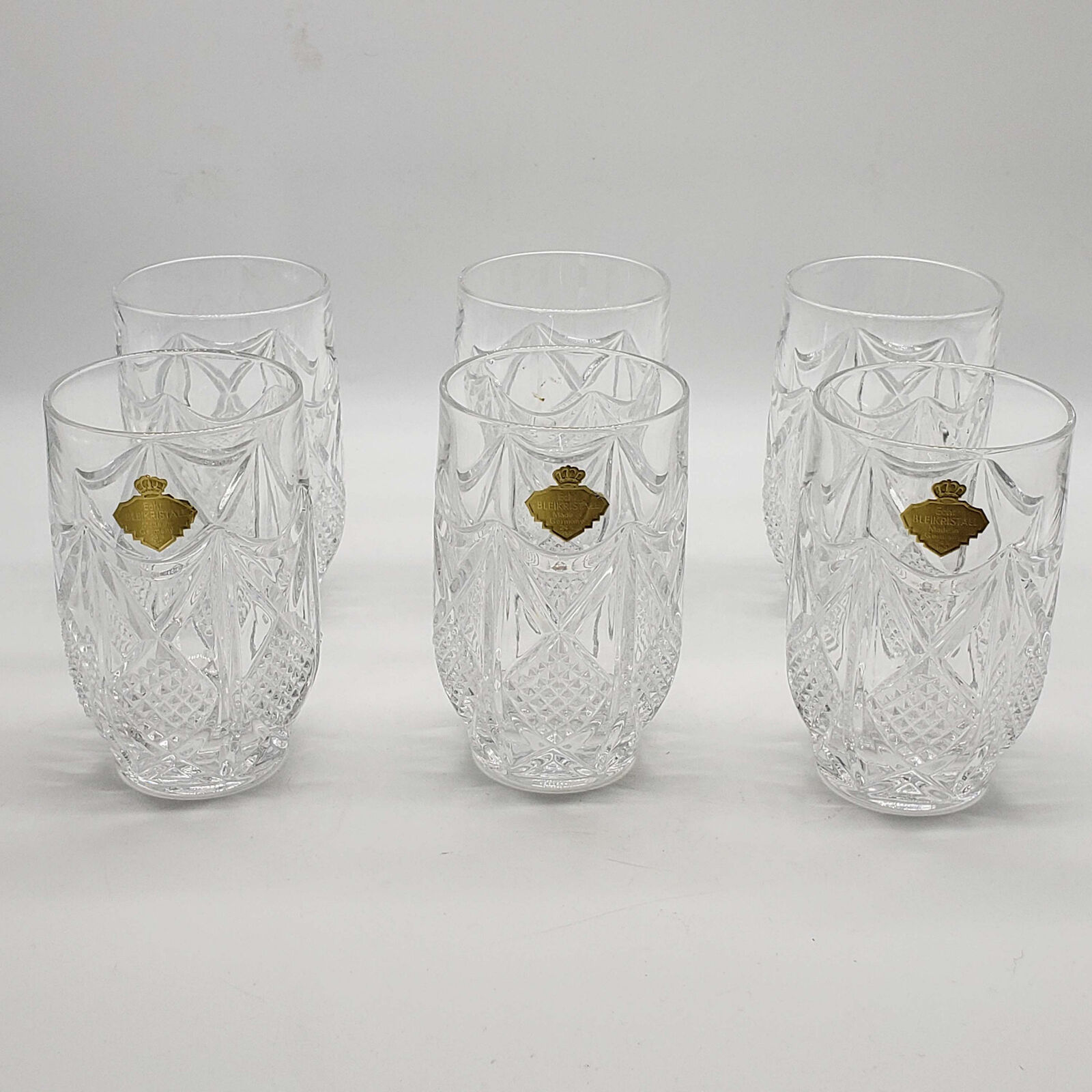 Set of 6 Vintage Echt Bleikristall German Cut Led Crystal Glasses w/stickers