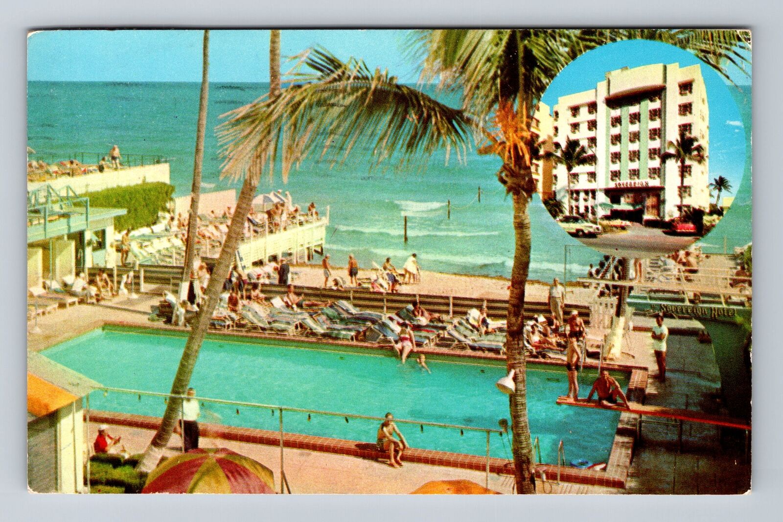 Miami Beach FL-Florida, The Sovereign Ocean Front, Advertising Vintage Postcard