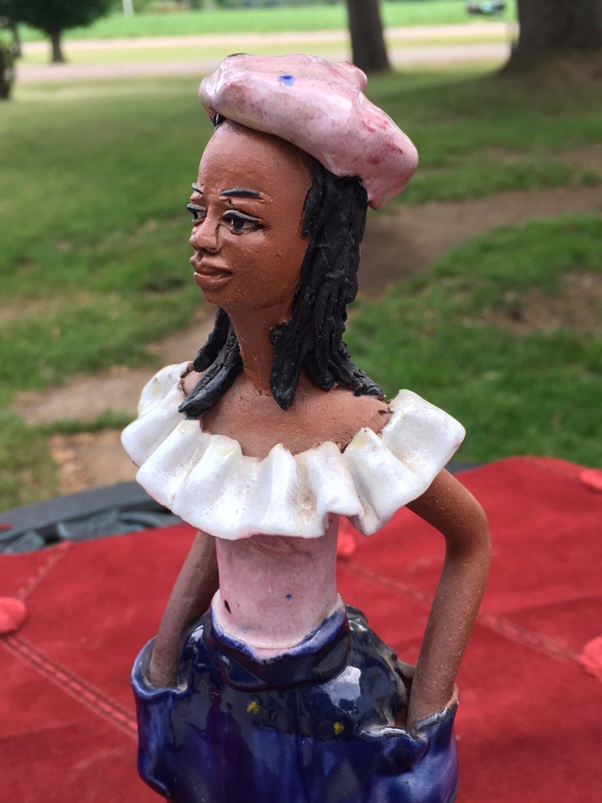 FABULOUS RARE Jamaica Frazer’s Ceramic Jamaican Afro Lady Figurine Statue
