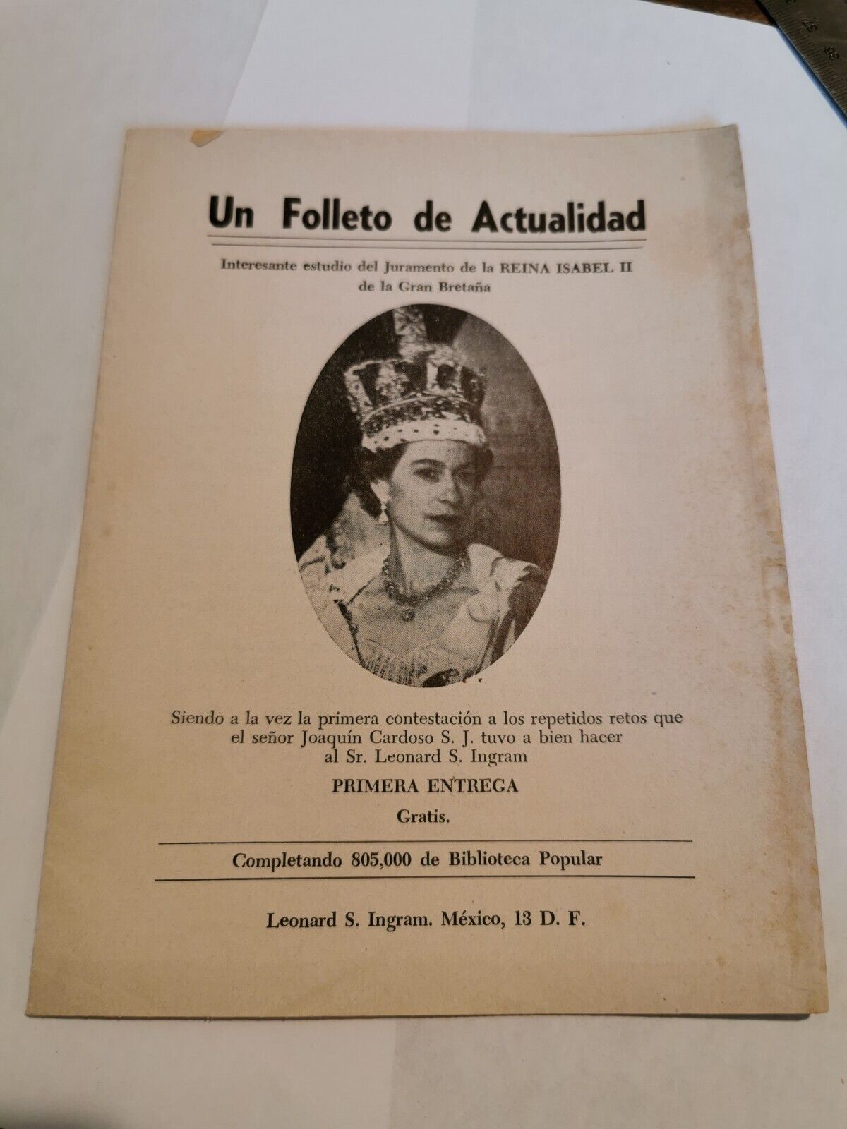 Rare MEXICAN Queen Elizabeth II 1953 Coronation Pamphlet Booklet 