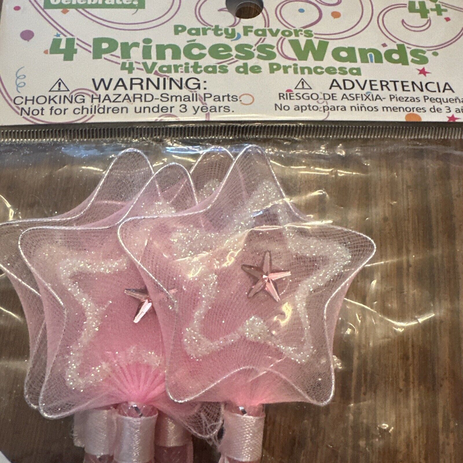 4 Glittery Star Princess Wishing Wand, Magic Wands, Kids Party Favors, NEW LOT