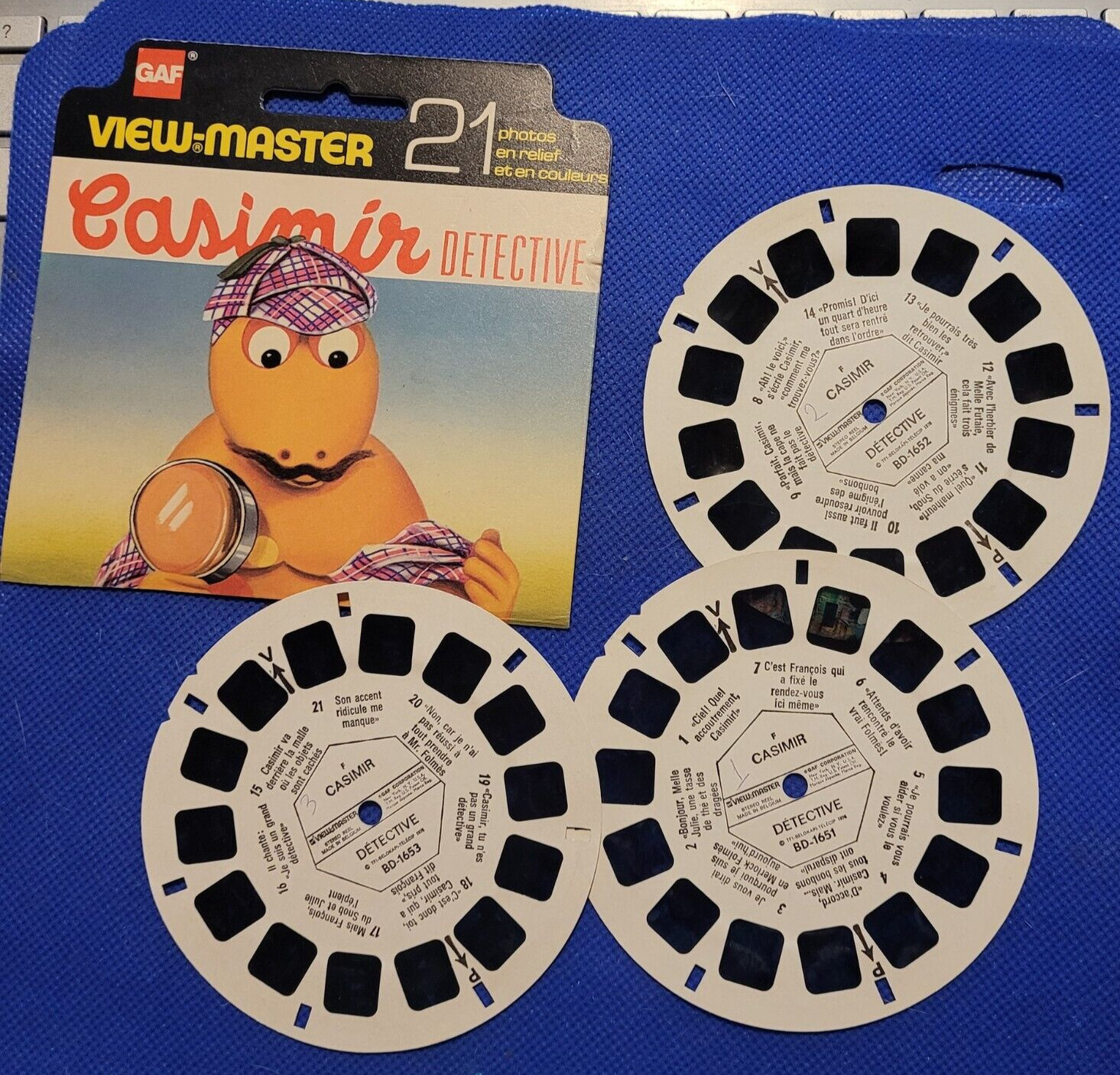 BD 165 F Casimer Detective French Kid\'s TV Show view-master Reels w/partial Pack