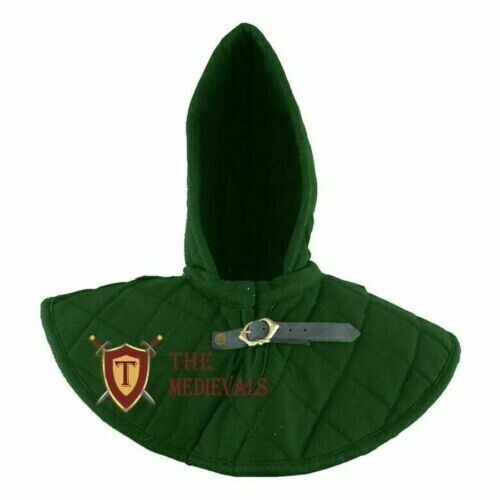 Medieval Gambeson Padded Armor Green Cap