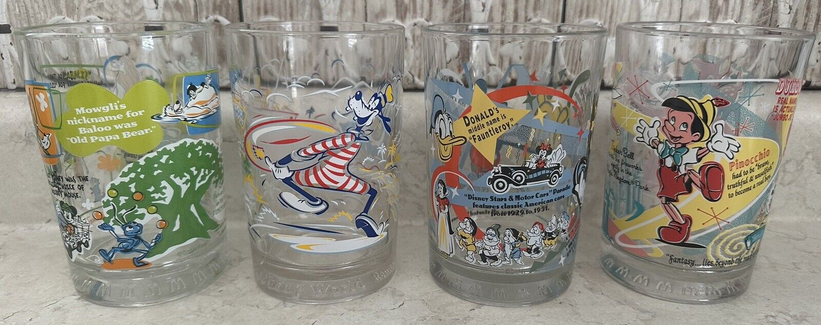 Lot Of 4 - Vintage McDonald\'s Disney World Glasses - Mickey Mouse