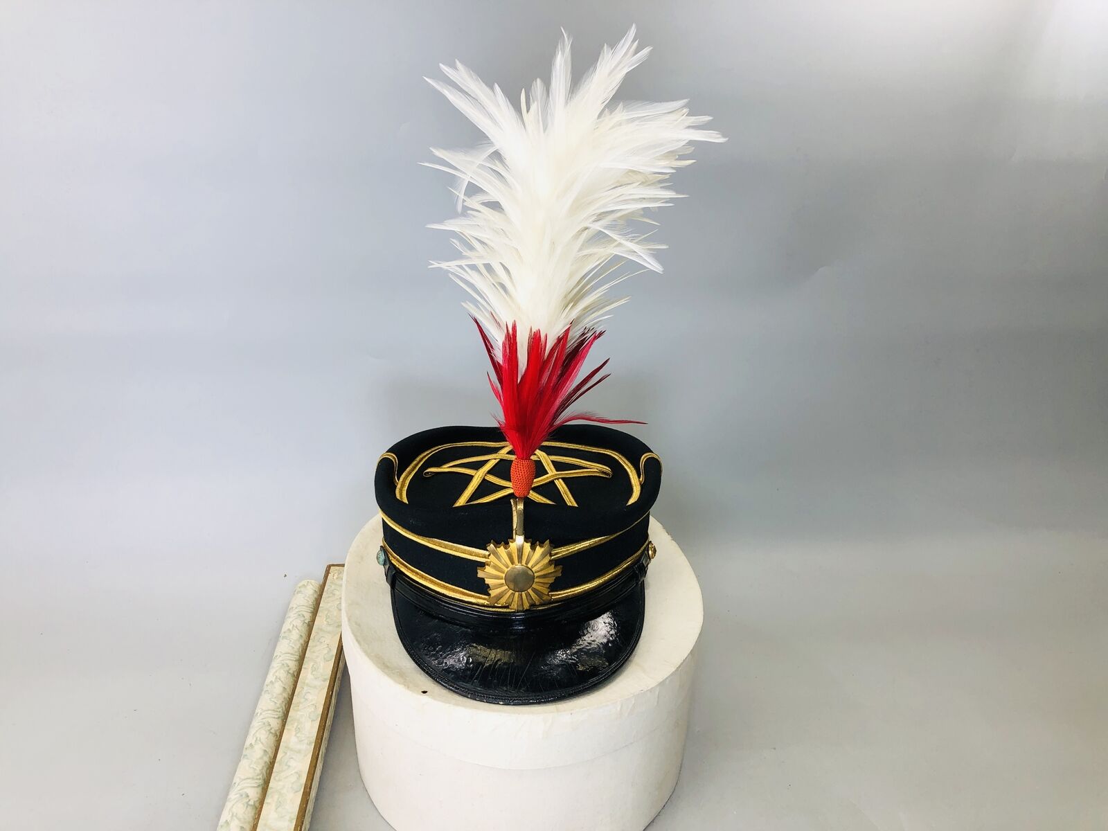 Y6249 Imperial Japan Army Court Dress Hat feather box military Japan WW2 vintage