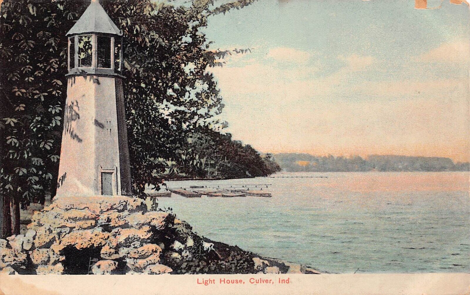 Culver IN Indiana Lake Maxinkuckee Lighthouse in Vandalia Park Vtg Postcard B58