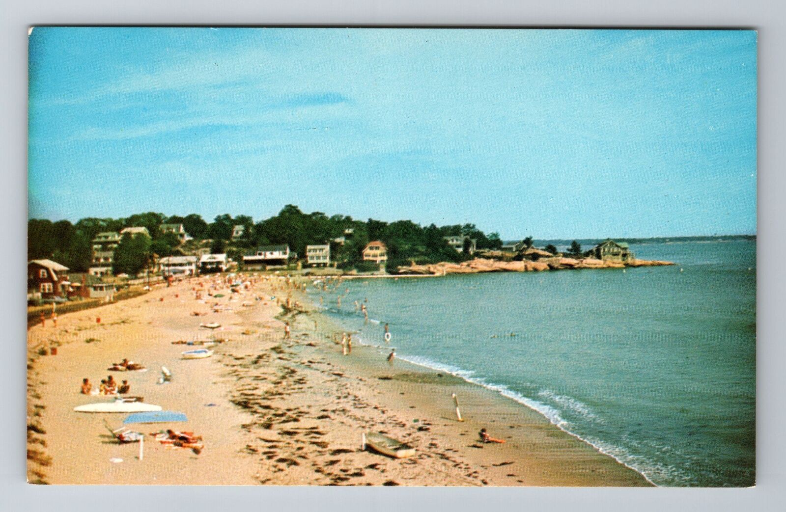 South Lyme CT-Connecticut, Point O\'Woods Beach, Aerial Antique Vintage Postcard