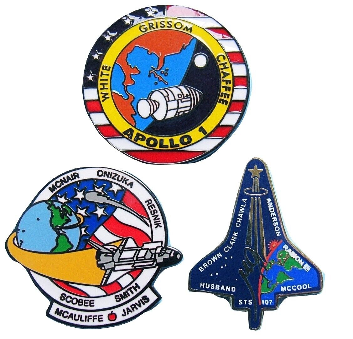 NASA PIN lot Apollo 1 / space shuttle STS-51L Challenger / STS-107 Columbia