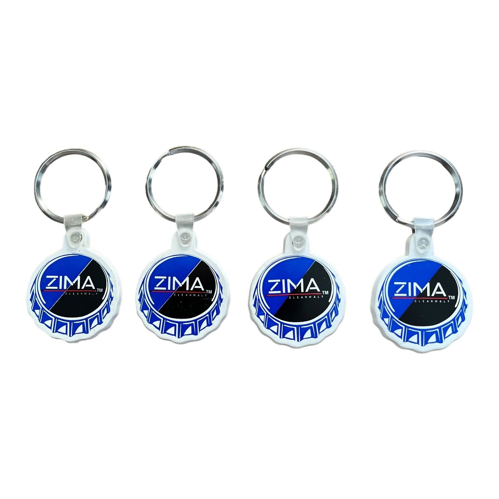 LOT OF 4 - Zima Clear Malt Beverage Keychain Key Ring Bottle Cap
