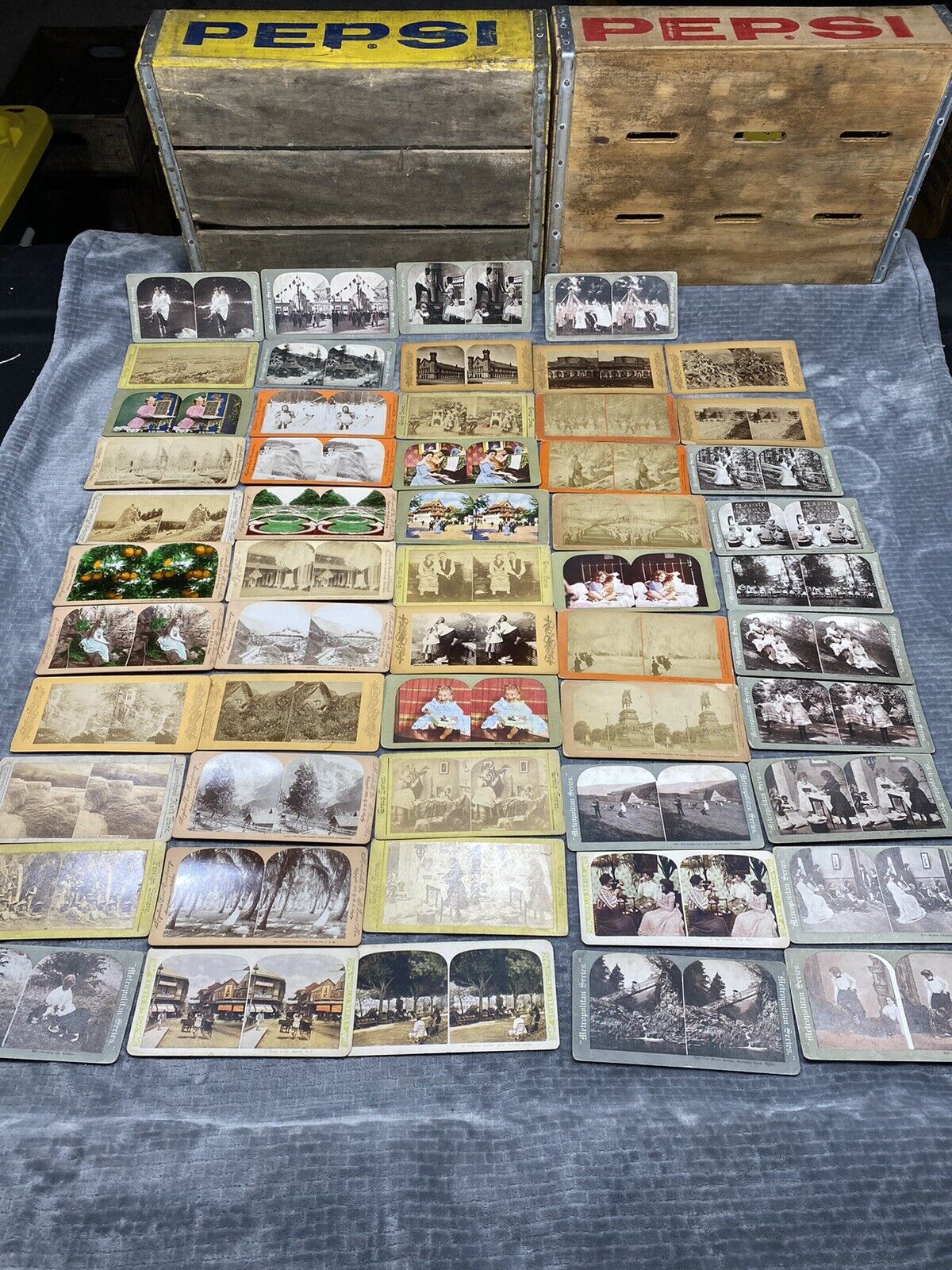 Antique Stereoscope Cards Stereoview Lot Of 54 Cards