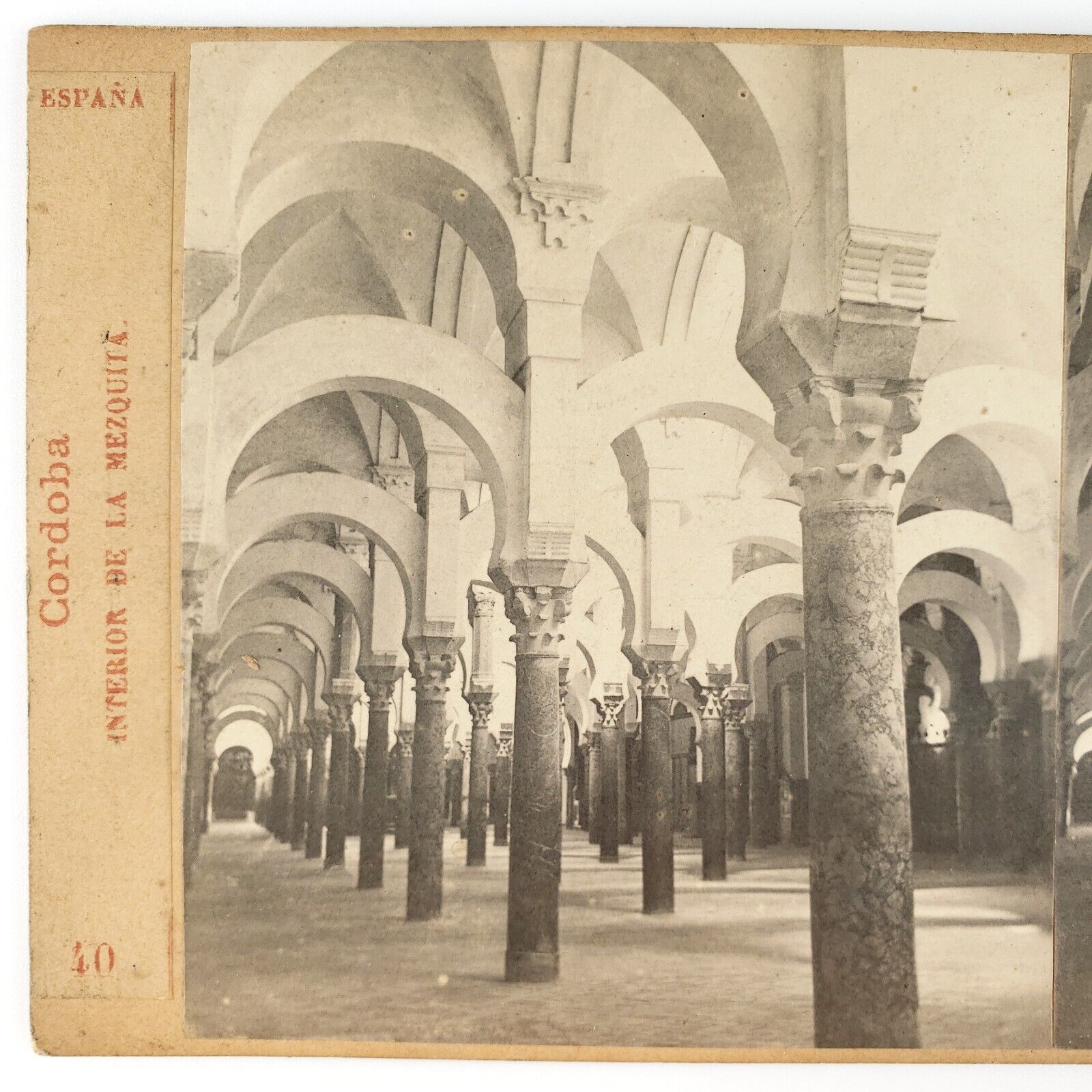 Mosque–Cathedral of Cordoba Interior Stereoview c1860 Ernest Lamy Spain A2655