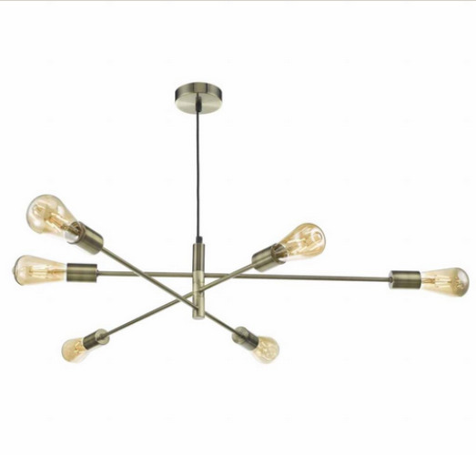 6 Light Mid Century Brass Sputnik chandelier light Fixture Modern Sputnik Light