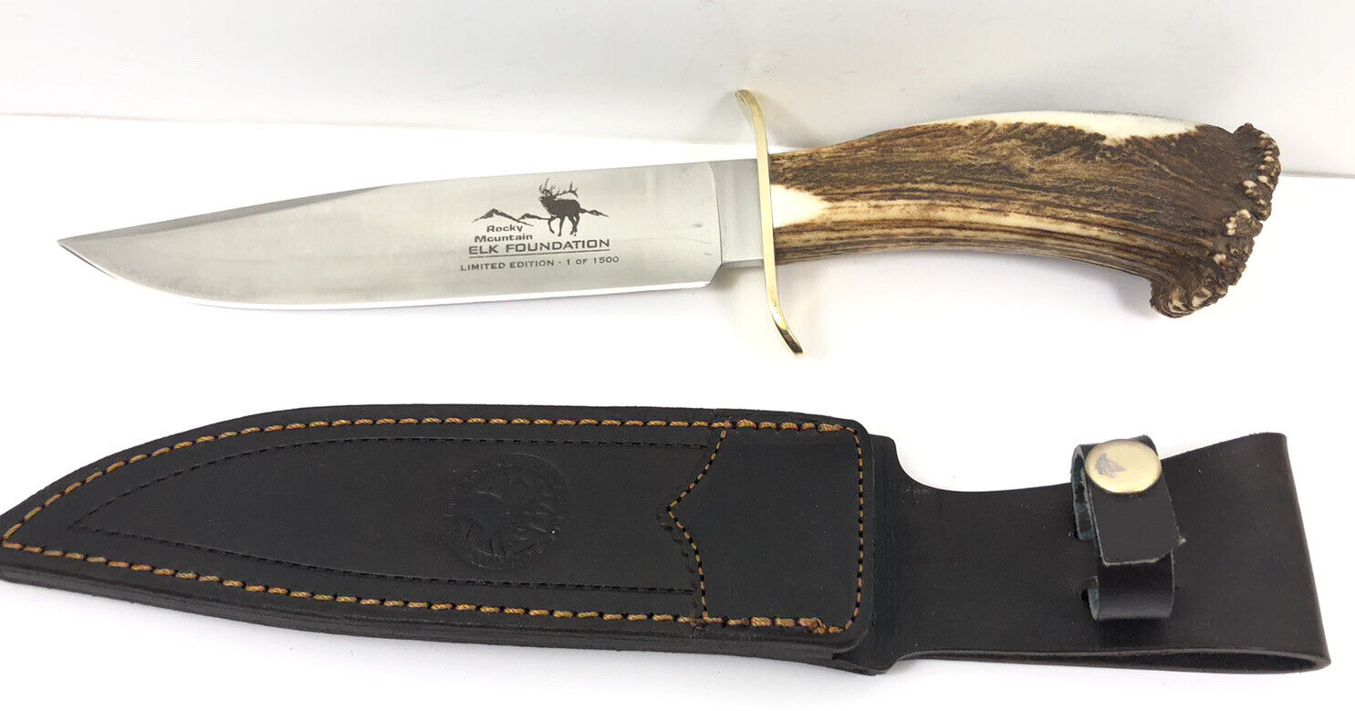 Rocky Mountain Elk Foundation Stag Handle Limited 1 / 1500 Bowie Knife & Sheath