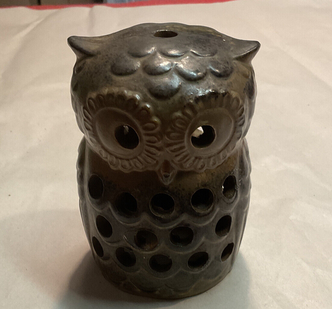 Vintage Owl Incense/Tealight Holder.  4.5” - Brown Color