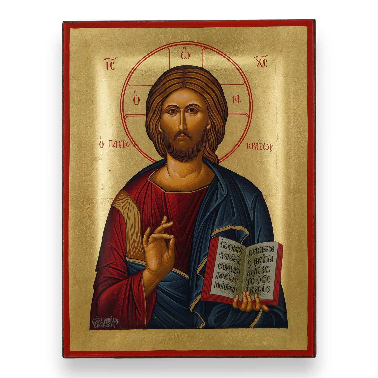 Christ Pantocrator Icon - Premium Handmade Greek Orthodox Byzantine Icon