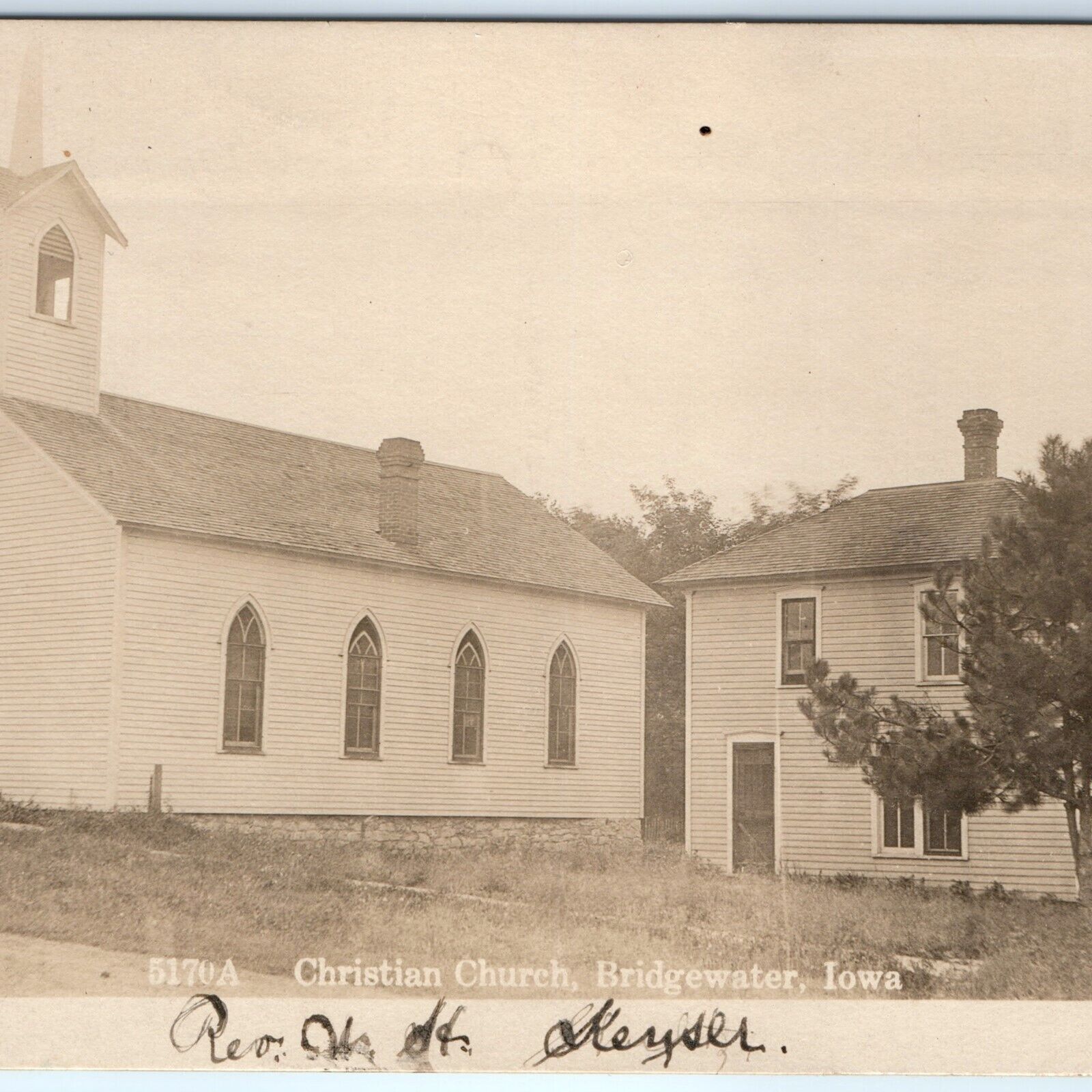 c1910s Bridgewater, IA RPPC Christian Church Rev. WH Keyser Adair Co RARE A106