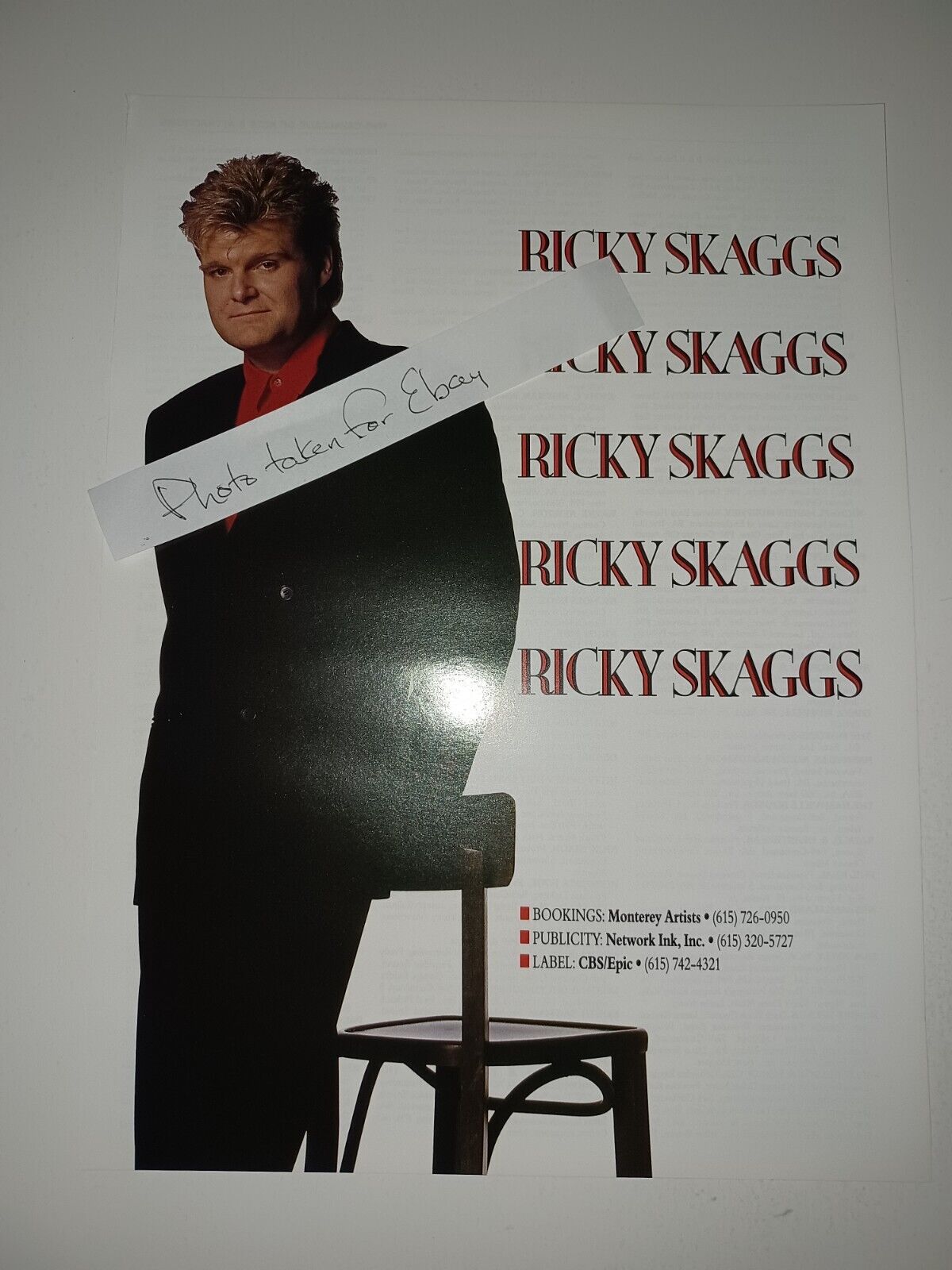 Ricky Skaggs Vintage 1990 8x11 Magazine booking Ad