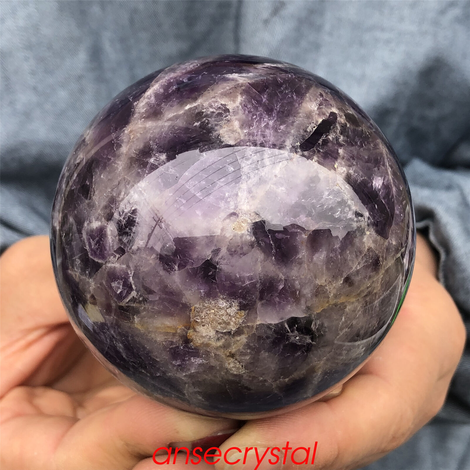 1.5LB Natural dreamy amethyst ball quartz crystal 78mm sphere gem healing QX1012
