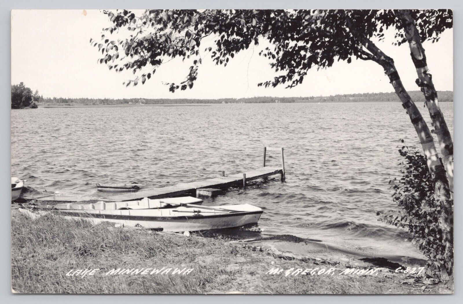 McGregor Minnesota, Lake Minnewawa Dock Boats, Vintage RPPC Real Photo Postcard