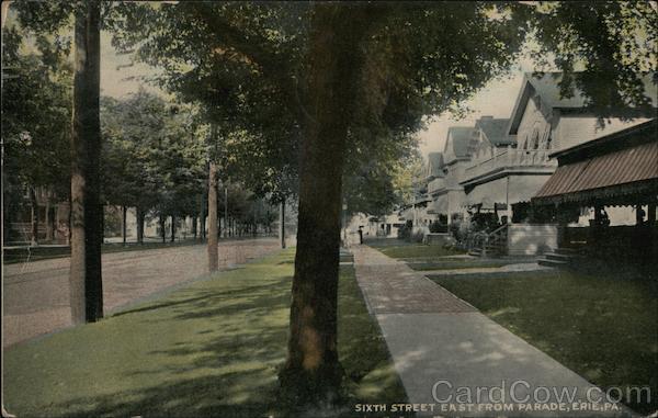 1913 Erie,PA Sixth Street East from Parade Pennsylvania Harry H. Hamm Postcard