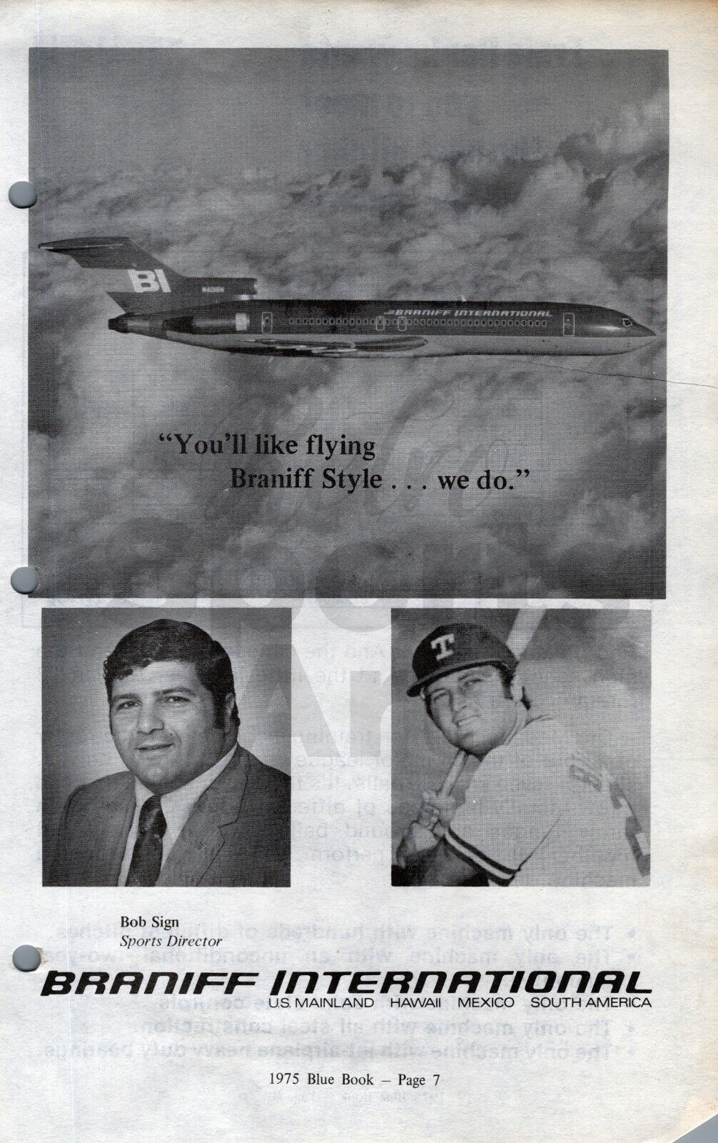 1975 Jeff Burroughs Braves Braniff Airlines Baseball Sports Print Ad Page