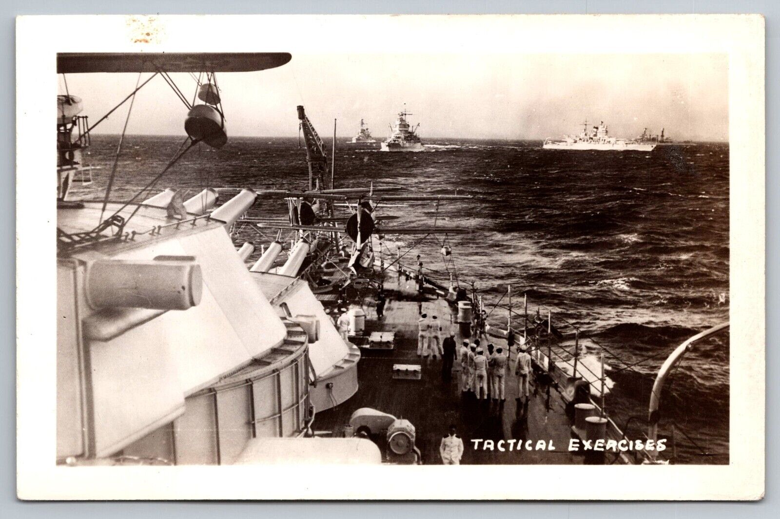 Tactical Exercises. Navy. U.S.S. Naval Ship. Real Photo Postcard. RPPC