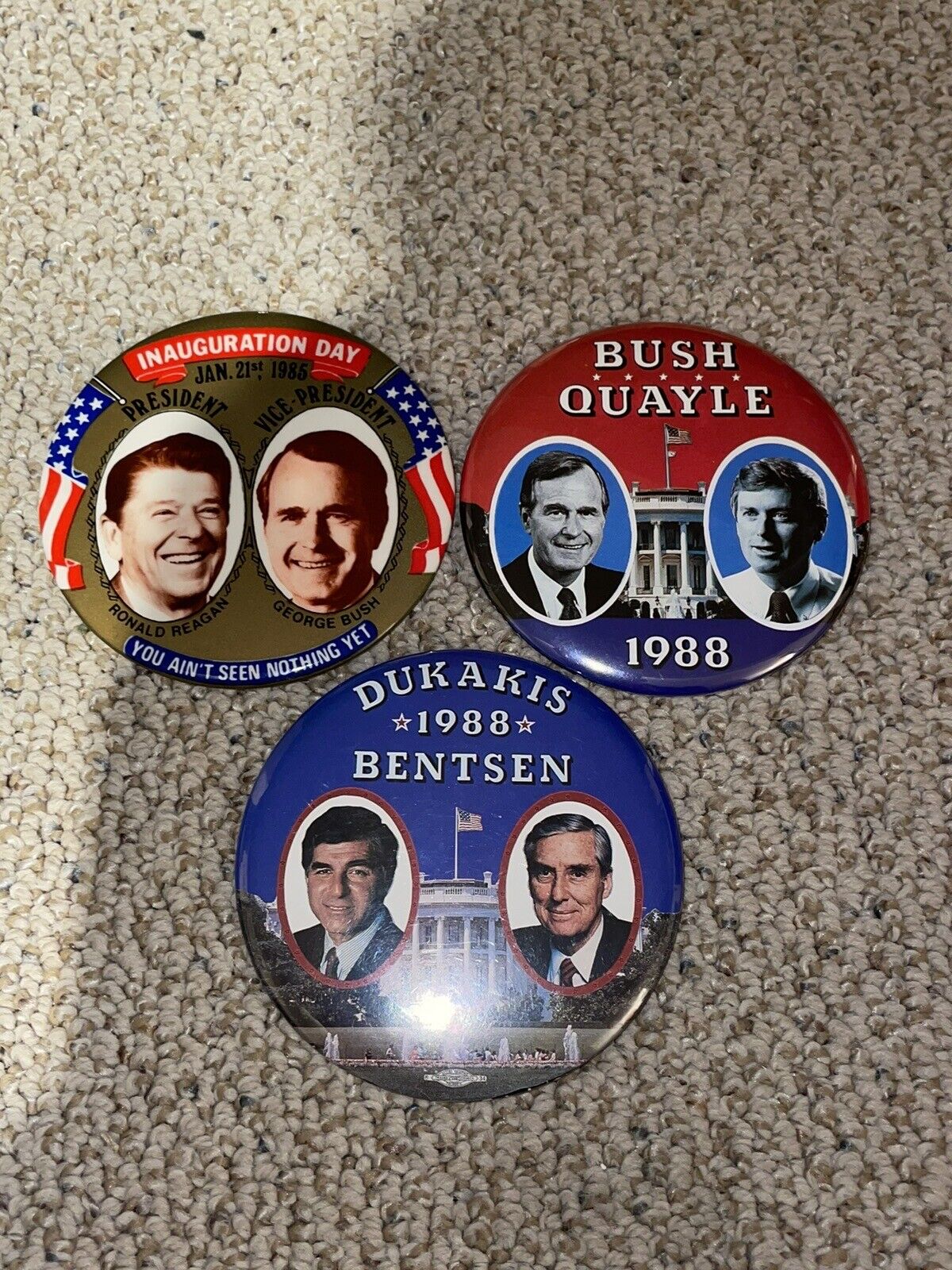 Lot of 3 Vintage Presidential Election Pins 1985-1988 