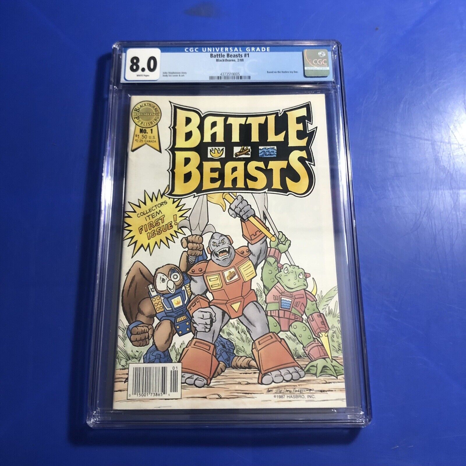 Battle Beasts #1 CGC 8.0 1ST APPEARANCE NEWSSTAND Hasbro Blackthorne Comic 1988