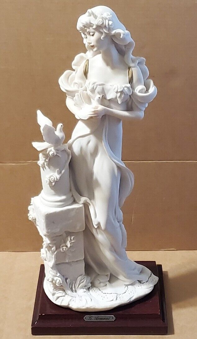 1987 GIUSEPPE G. ARMANI Florence Italy Lady with Doves Figurine  13\