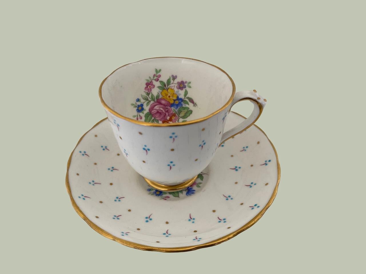 Royal Chelsea Delicate Floral Demitasse Tea Cup Saucer Bone China England