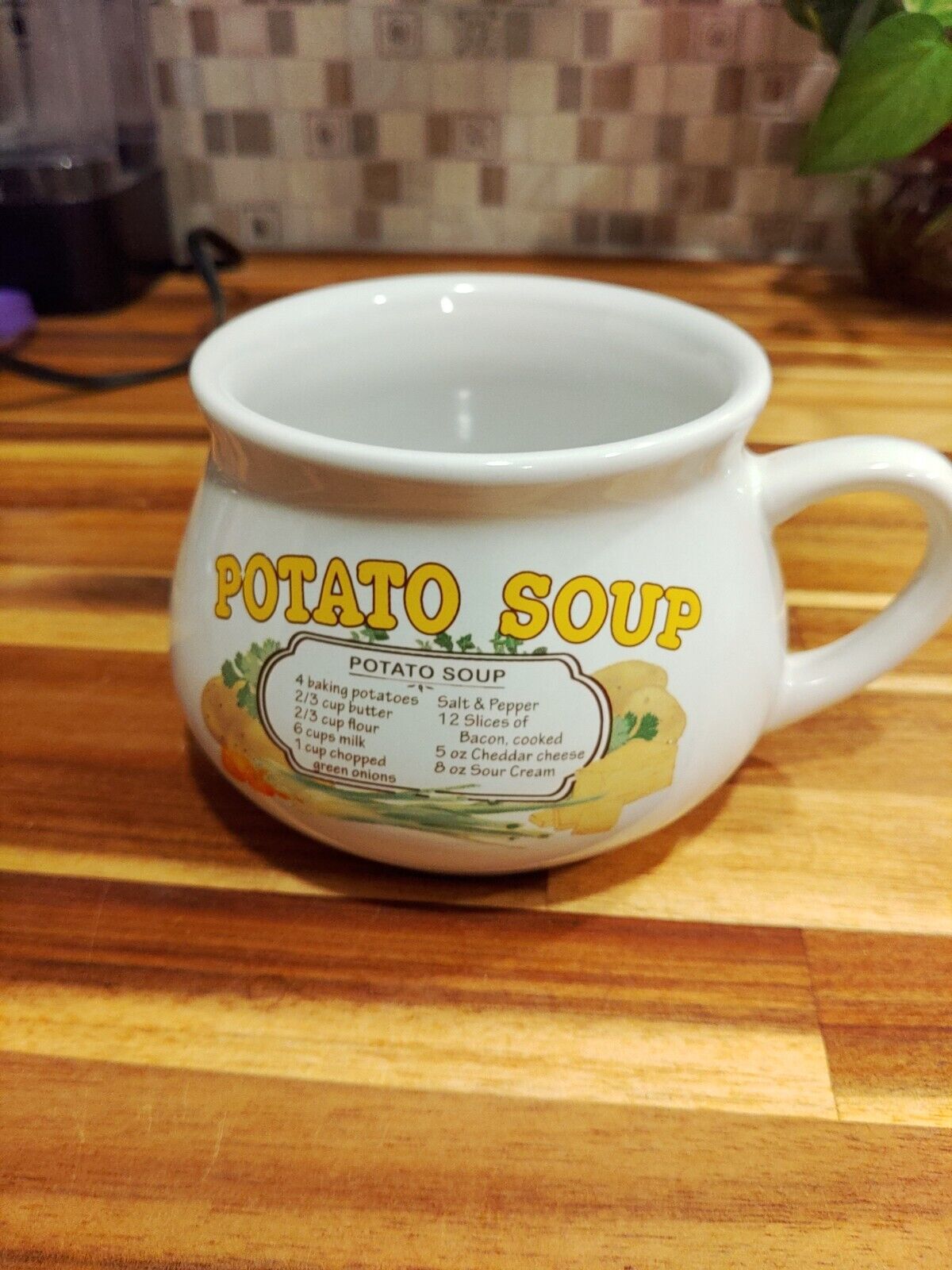 Vintage Dat\'l-Do-It Potato Soup Recipe Bowl Mug w/ Handle Ceramic