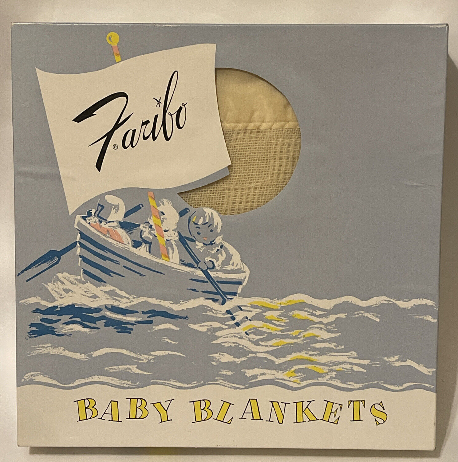 Vintage Faribo Baby Flight-Lite 36”x50” Wool Blanket Yellow United Airlines Gift