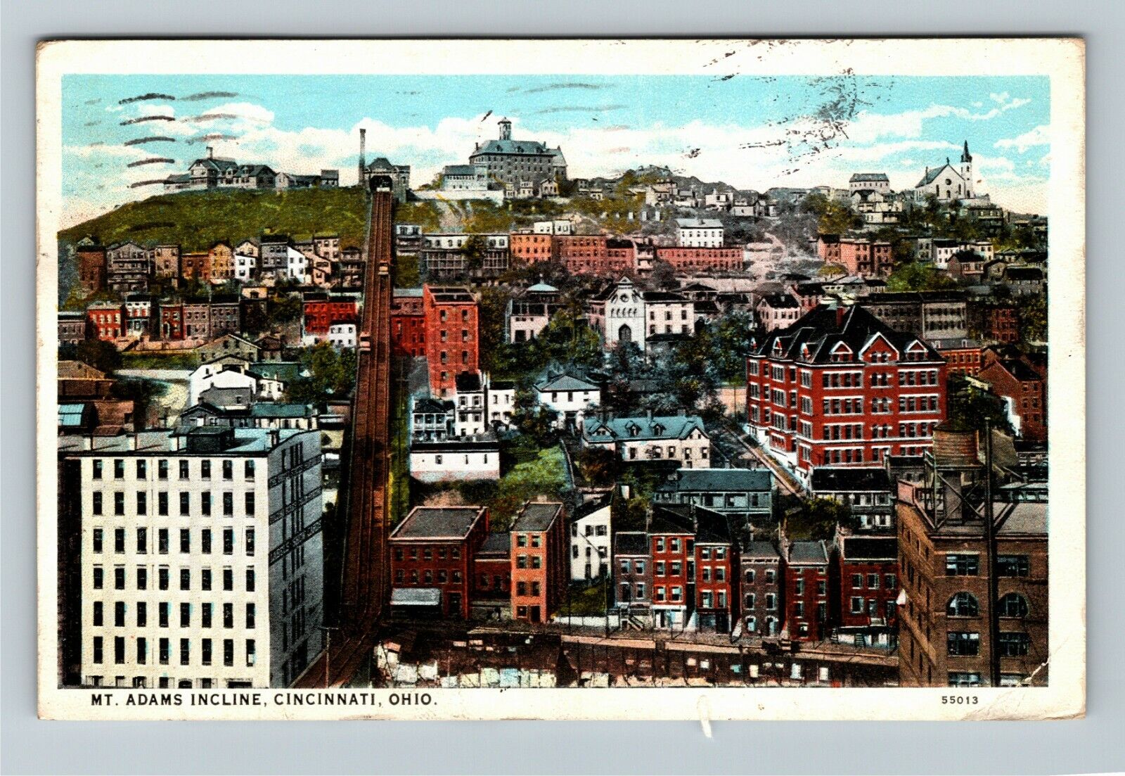 Cincinnati OH-Ohio, Mt Adams Incline c1927 Vintage Souvenir Postcard