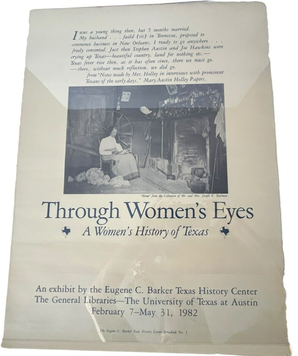 Vintage Women's History of Texas Poster Austin Barker Texas History Center 1982