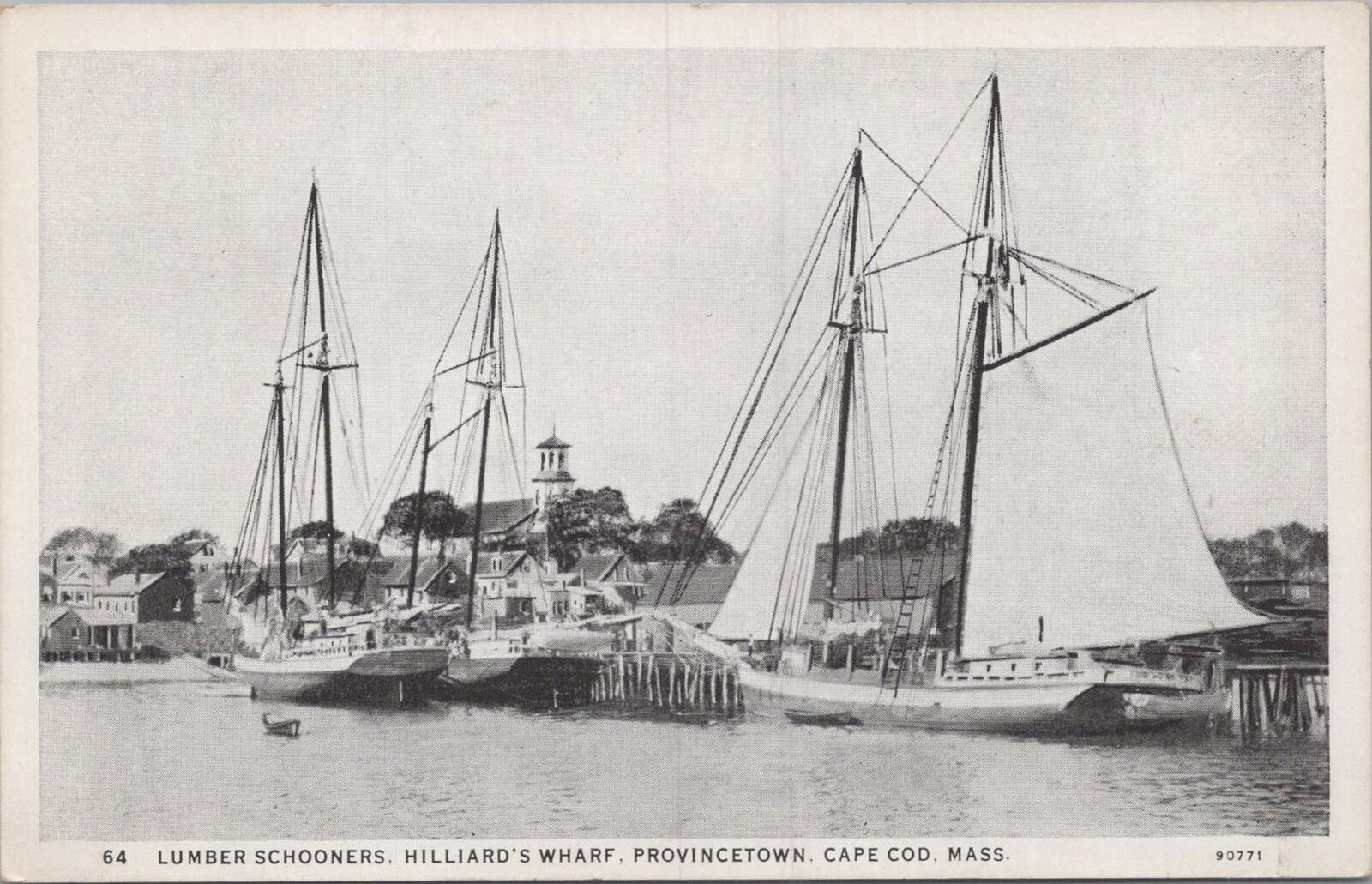 Postcard Lumber Schooners Hilliard's Wharf Provincetown Cape Cod MA 