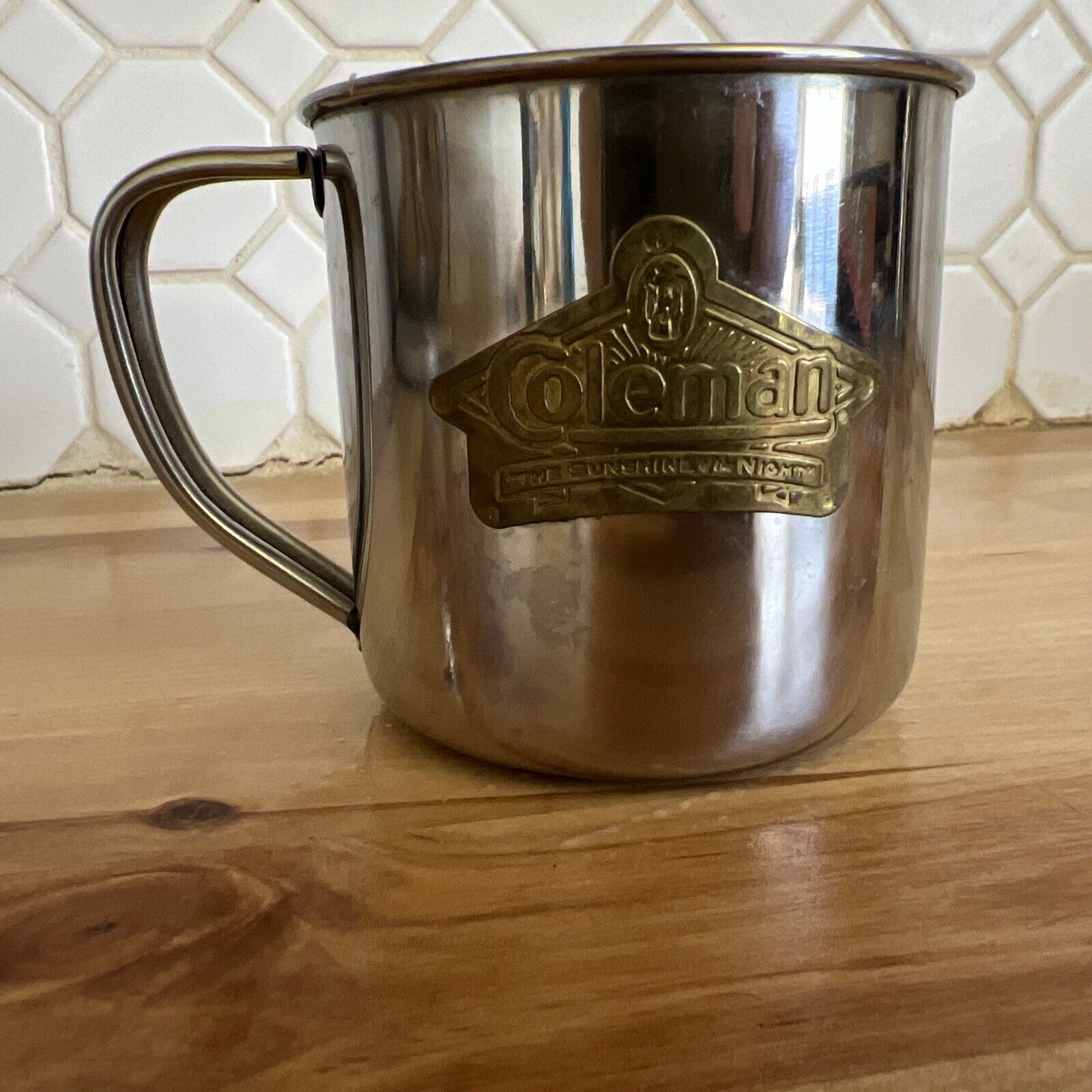 Vintage Coleman The Sunshine of the Night Stainless Cup Metal Camping Mug 3