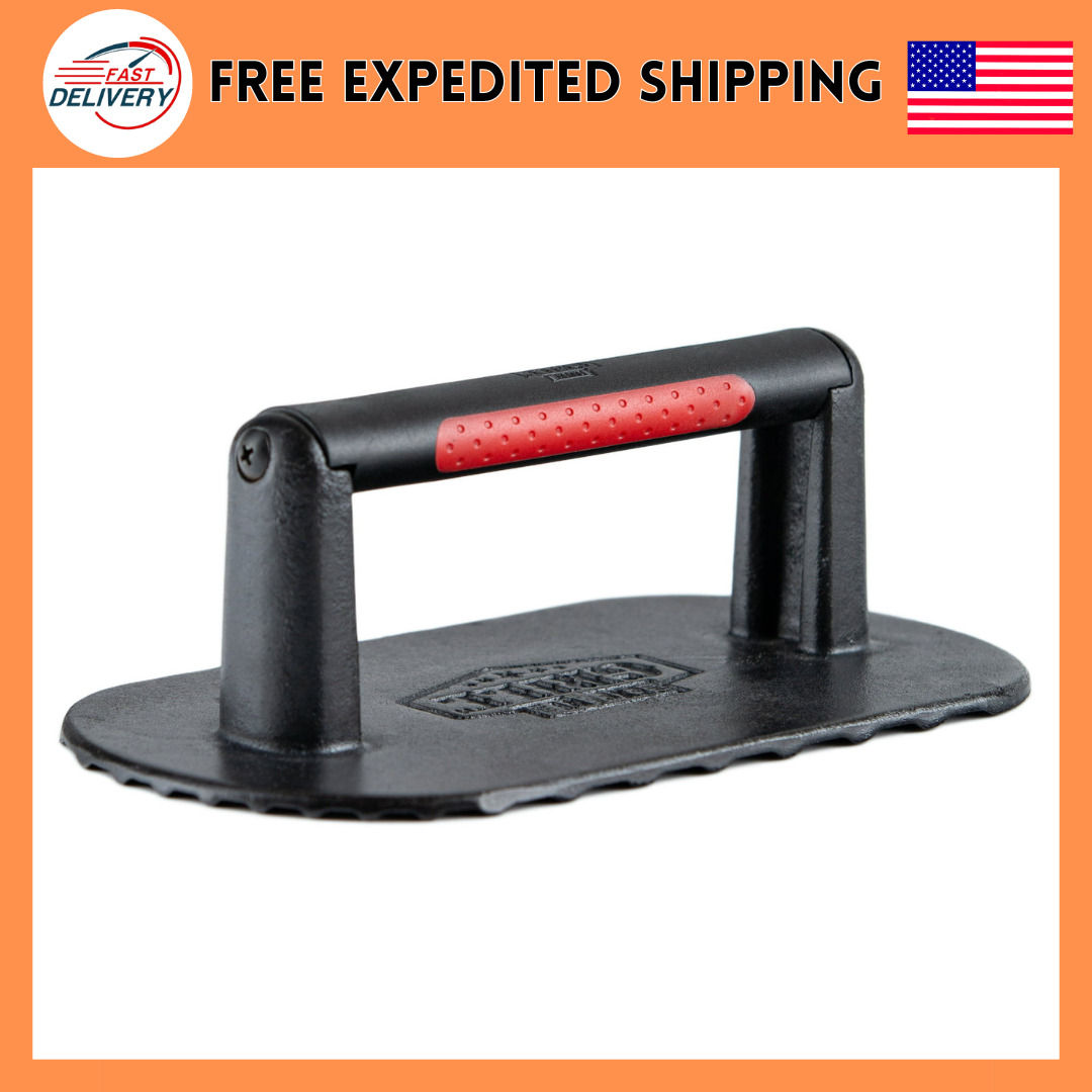 Expert Grill 2 Pound Pre-Seasoned Cast Iron Griddle Press with Nylon Handle