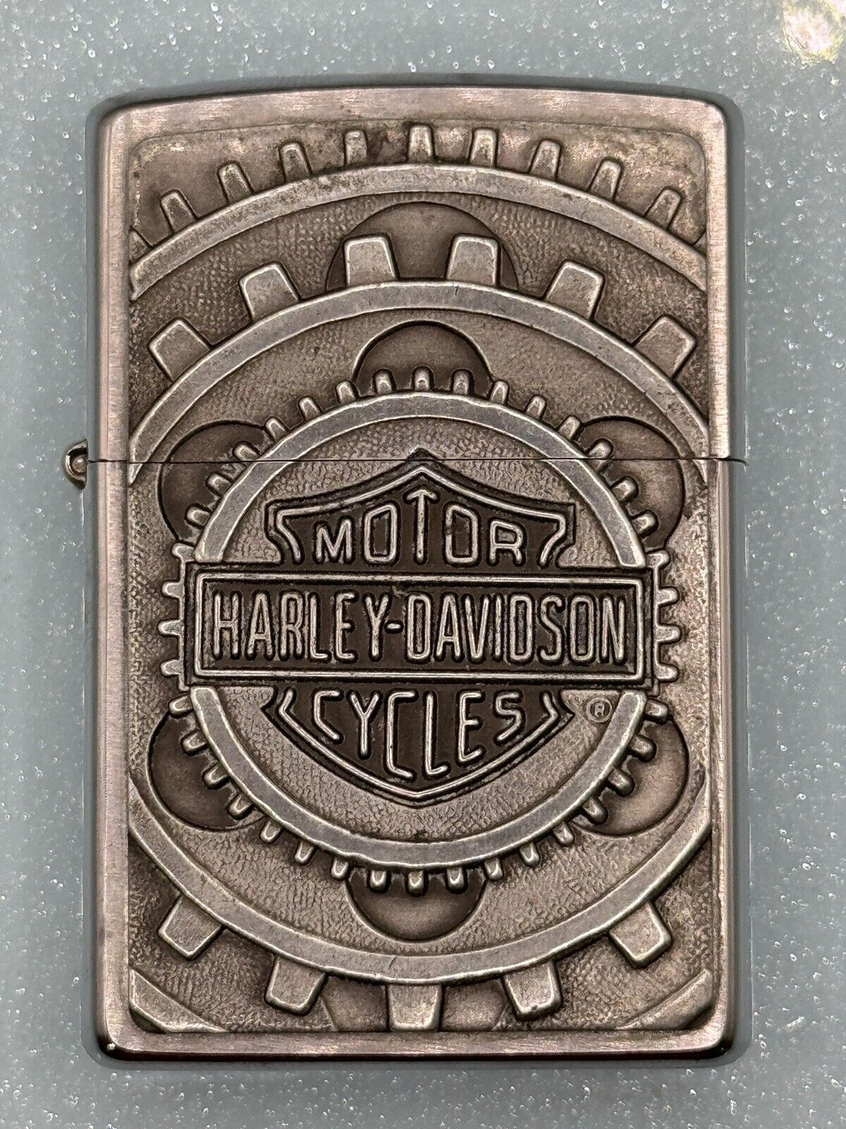 Vintage 1999 Harley Davidson Gears Emblem Chrome Zippo Lighter NEW