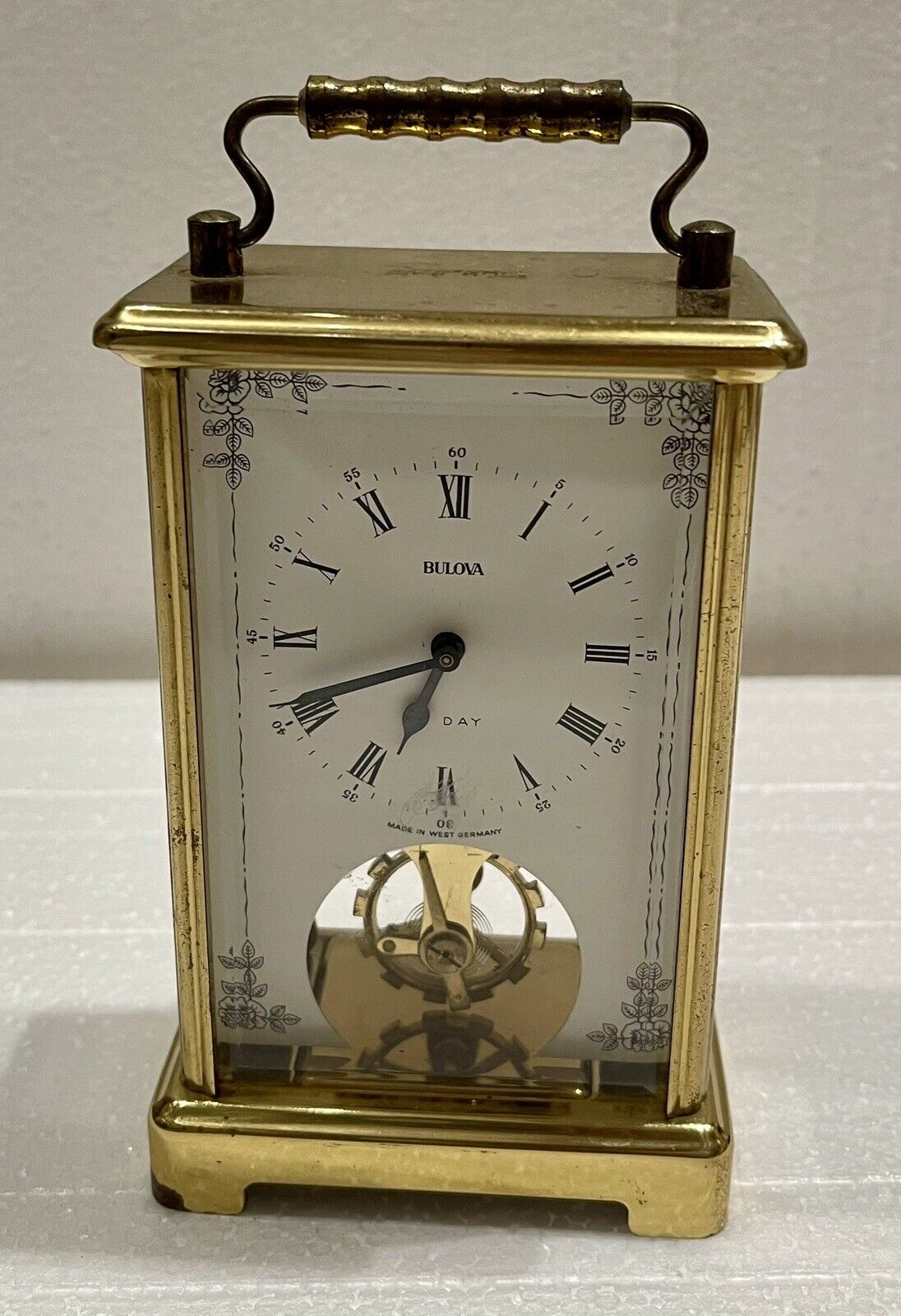 Vintage West Germany Carriage Bulova Clock / Mantel Clock