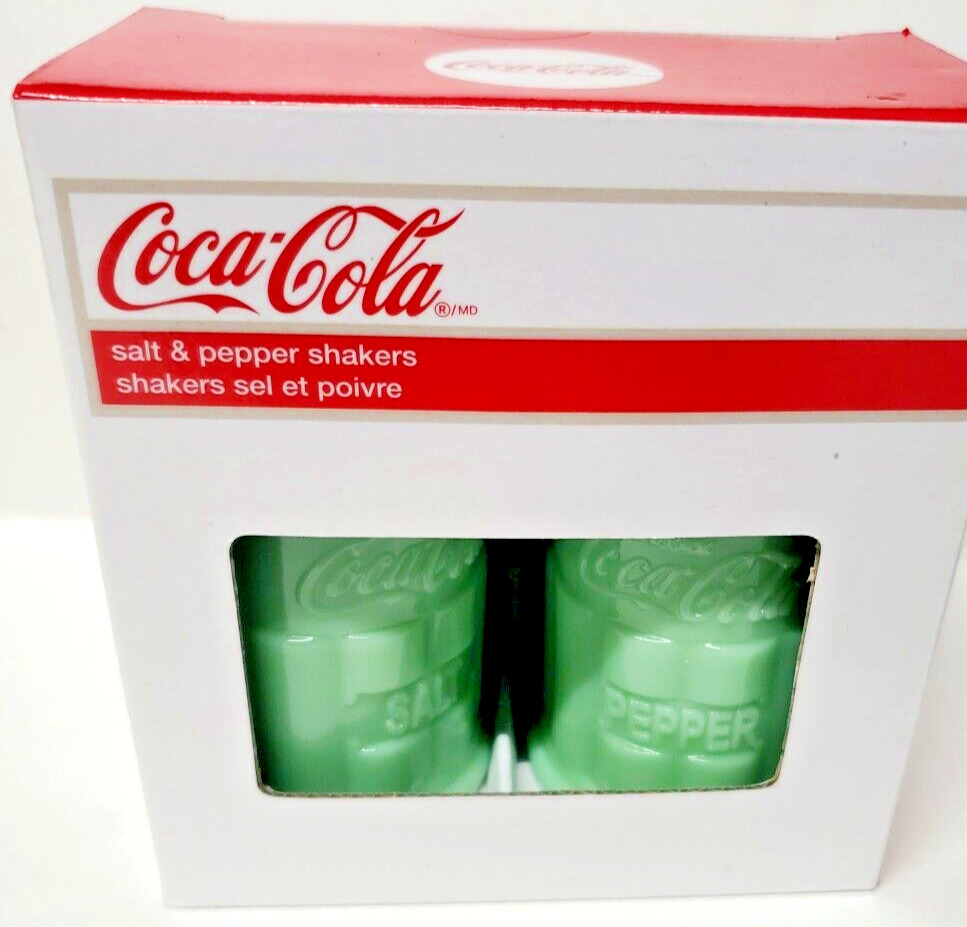 Coca-Cola TableCraft Jadeite Green Milk Glass Salt & Pepper Shaker S&P Jade