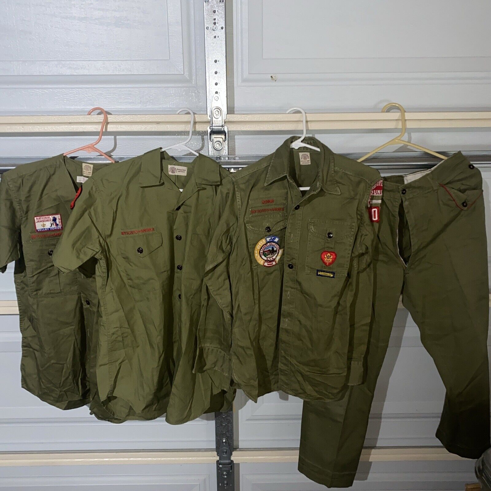 Lot Of 4 Vintage 60s Boy Scouts Green Sanforized Patch Uniforms Shirt & Pants