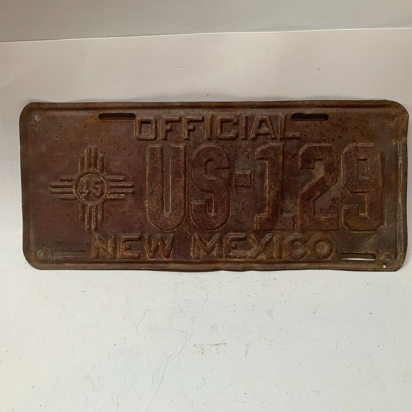 1945 New Mexico Official U.S. Federal Government License Plate Rare US-129
