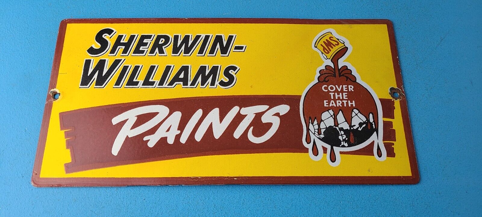 Vintage Sherwin Williams Sign - Custom Paints Porcelain Gas Oil Pump Sign