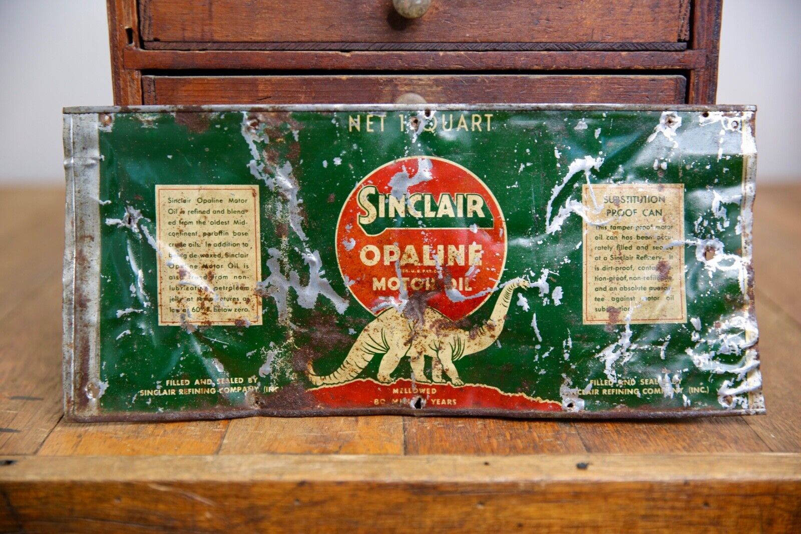Vintage Sinclair Opaline Motor Oil 1 Quart Can Metal sign Original Advertising
