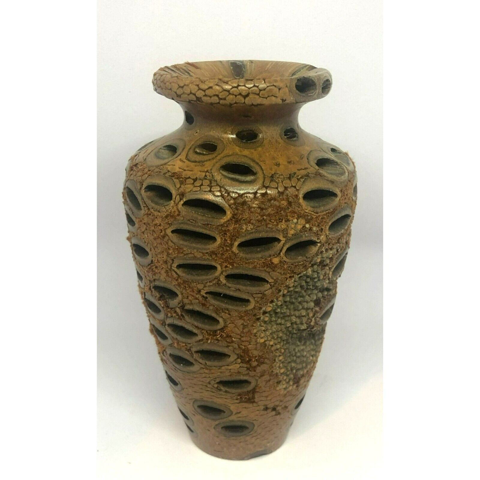Hand Carved Banksia Nut Seed Pod Bud Vase, Signed OOAK