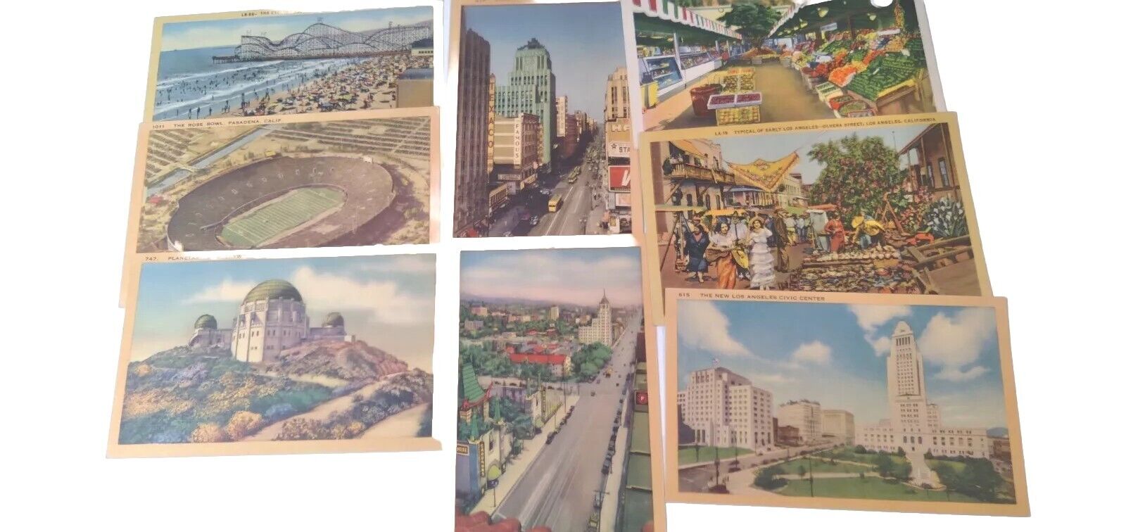Early 1900s Vtg Lot of 8 California Post Cards Unused Rose Bowl L.A. Hollywood